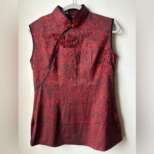 Elegant Red Embroidered Sleeveless Top-NWOT Size-M